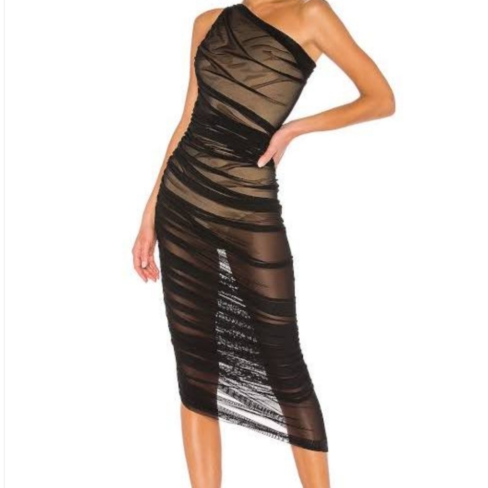 Norma Kamali Black Sheer Diana Gown